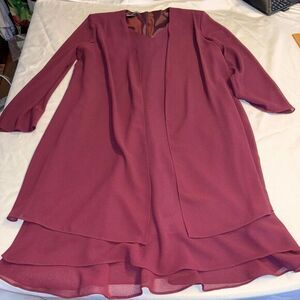 Jones New York Long Sleeve Layered Dress in Burgundy